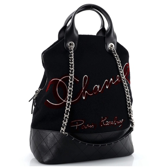Chanel Tote Bag Embroidered Wool with quilted Calfskin Large - Picture 6 of 9